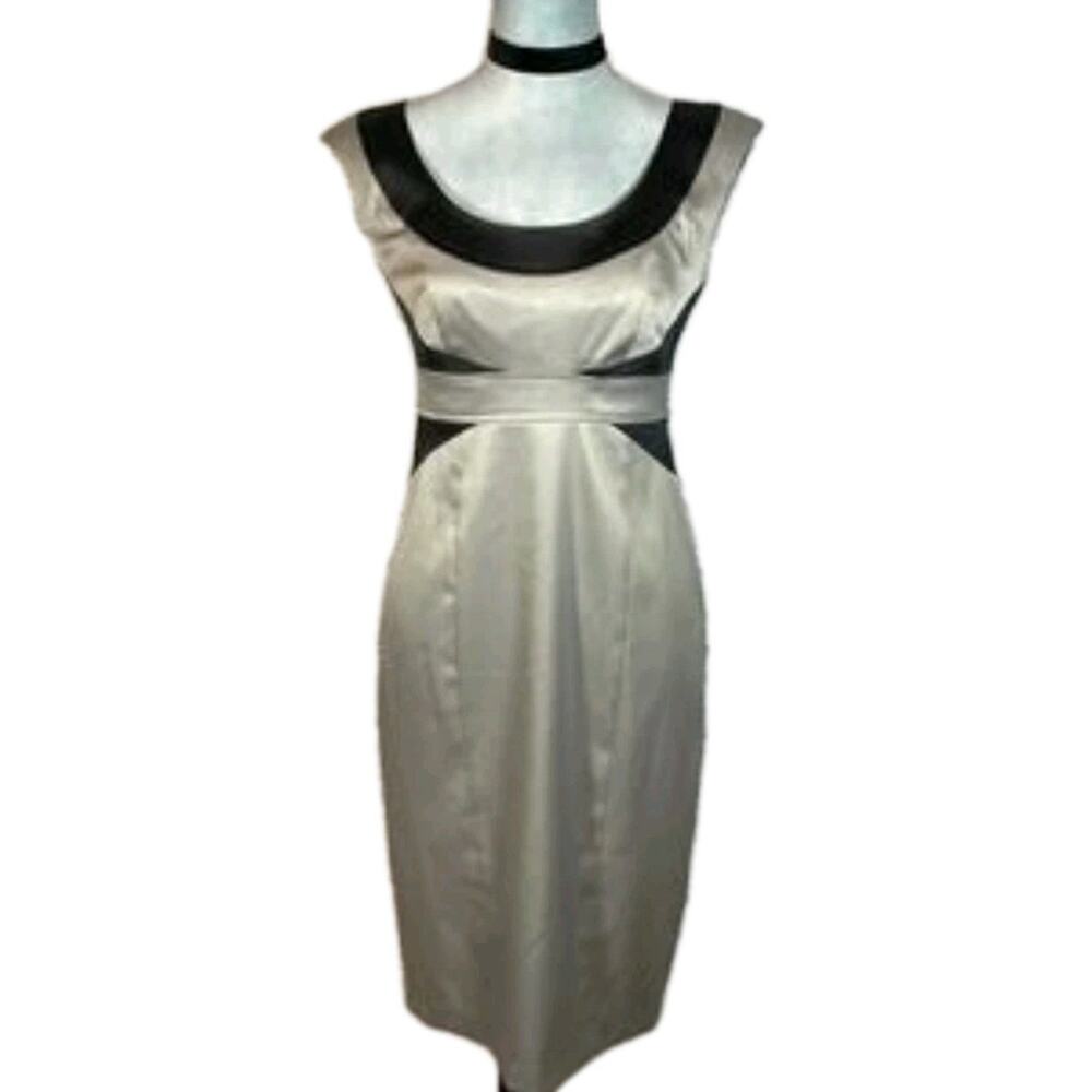 London Times Sleeveless Sheath Dress Silver Shimmer Size 8 Cocktail Party